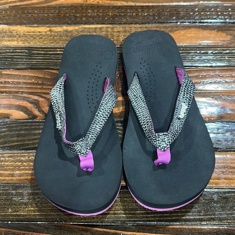 Reef Black and Purple Glittery Flip Flops 4/5